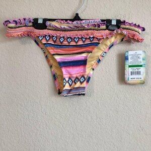 Hobie Bikini Bottom Striped Tropical Sexy NWT